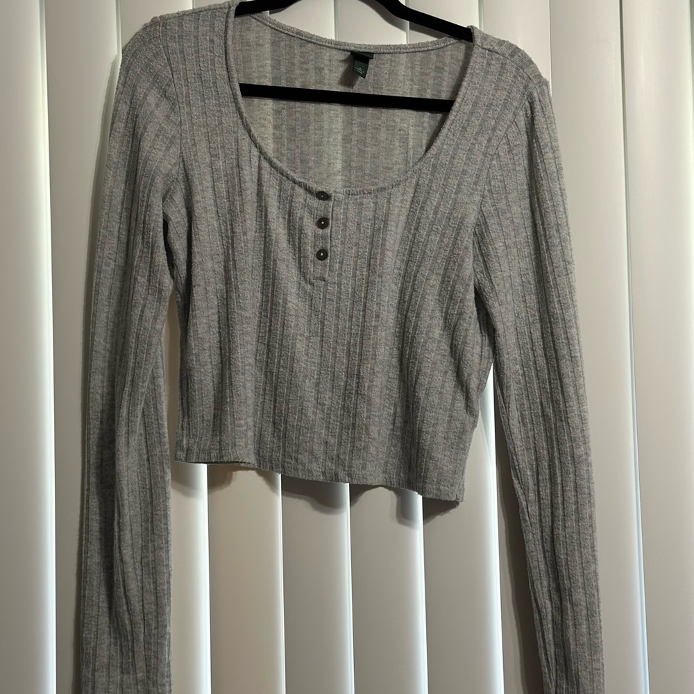 Wild Fable Gray Ribbed Crop Top